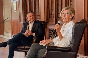 Patricia Courtois, coordinator of New College’s Certificate in Leadership initiative, with Target CEO Brian Cornell